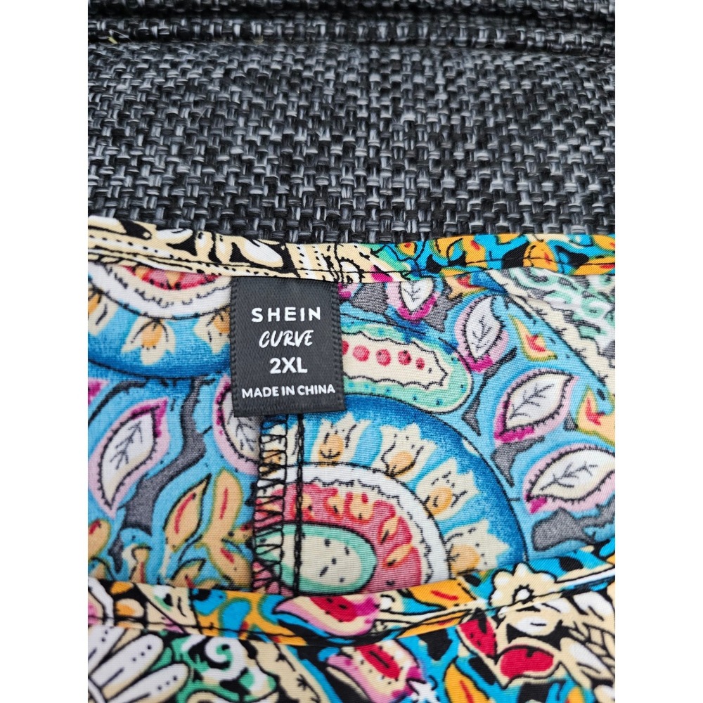 Shein Curve Blouse Women 2XL US 16 Multicolor Excellent Paisley Boho Top - Picture 3 of 6
